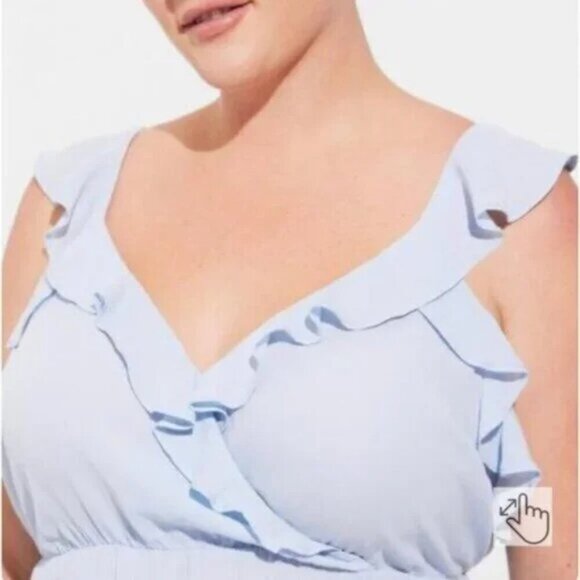 Torrid Tank Top Size 2/2X Peplum Georgette Ruffle NWOT Skyway Light Blue - Picture 3 of 8